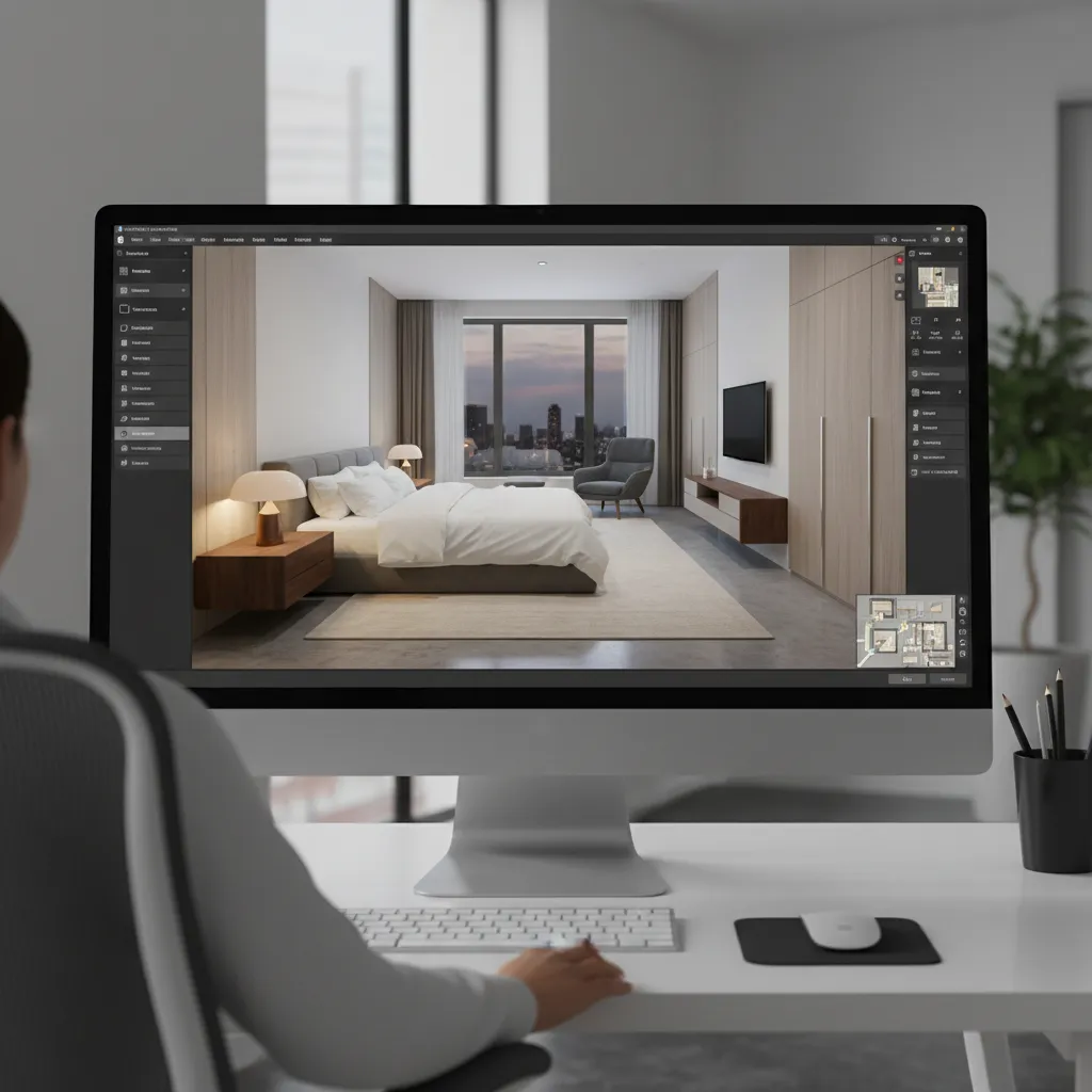 Diseño 3D de una habitación creado con software de planificación