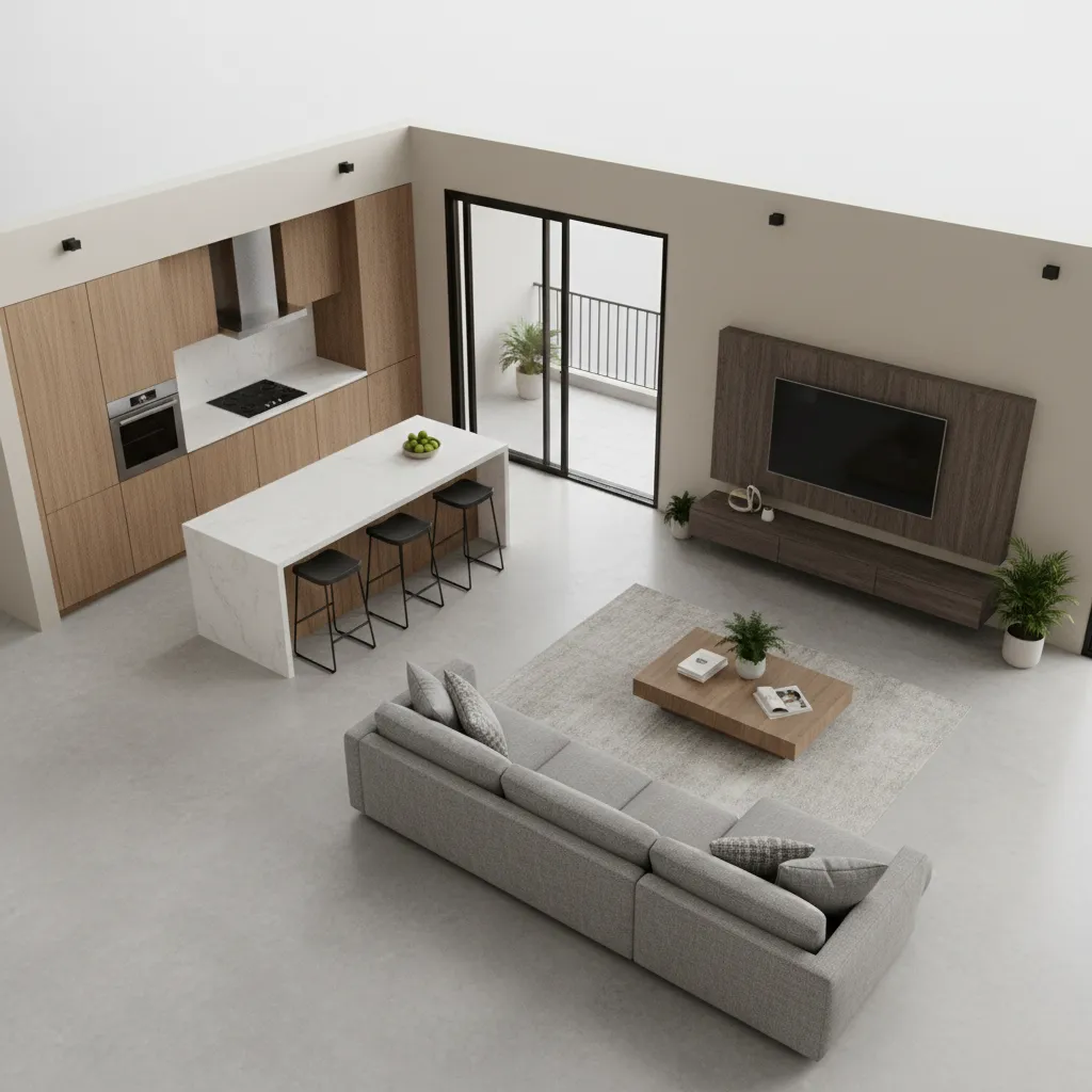 Modelo 3D de un apartamento pequeño diseñado con un planificador de interiores