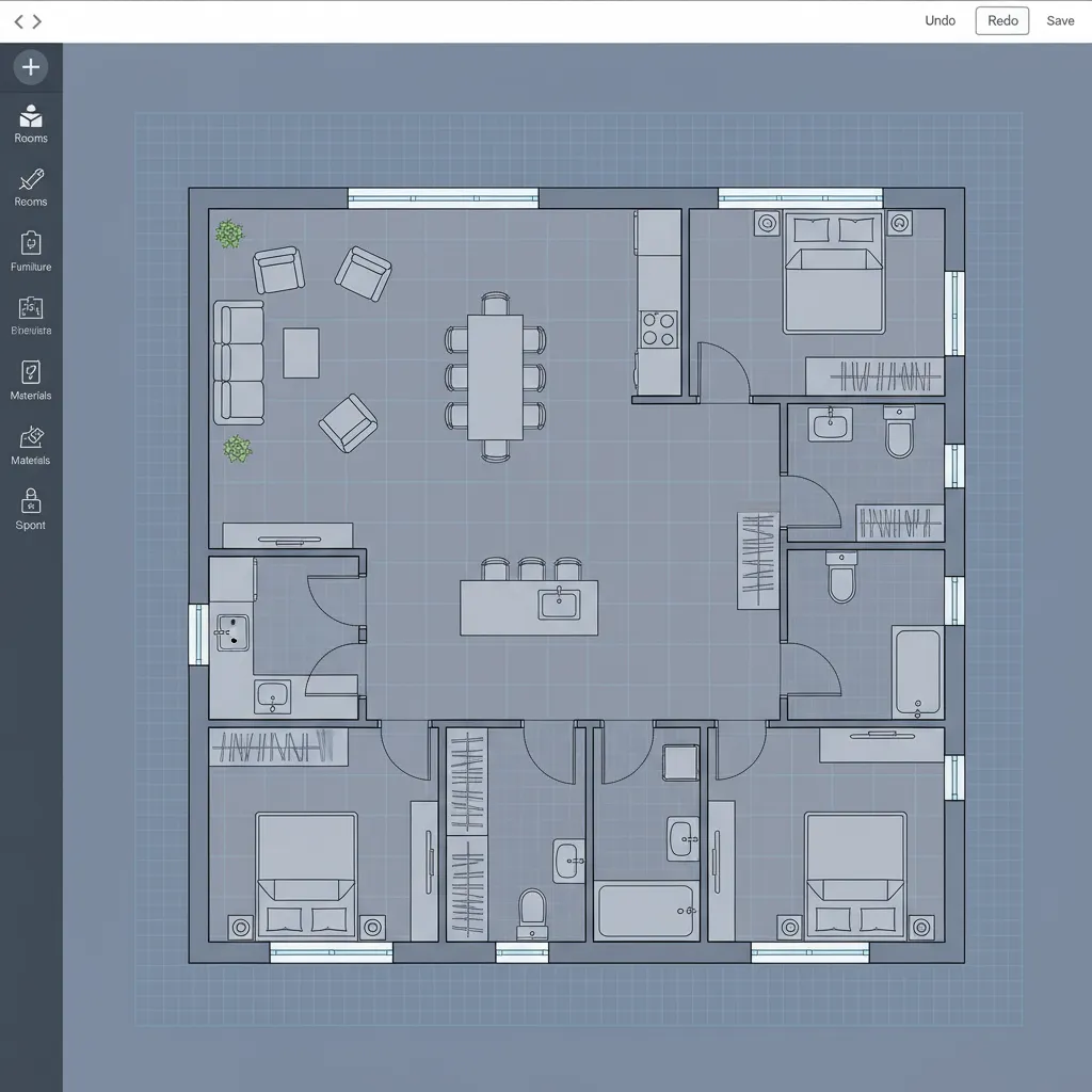 Plano digital de una vivienda generado con herramientas de planificación con inteligencia artificial