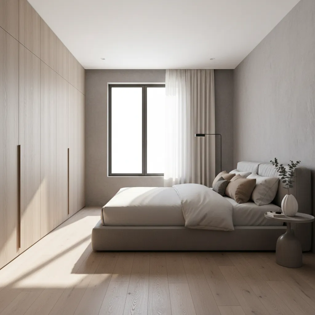 Visualización 3D de una habitación moderna creada en simulador