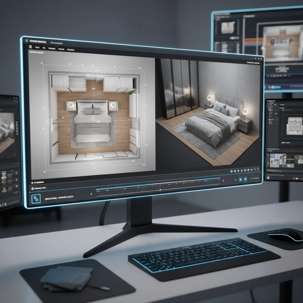planificación de distribución de habitación en modelo 3D