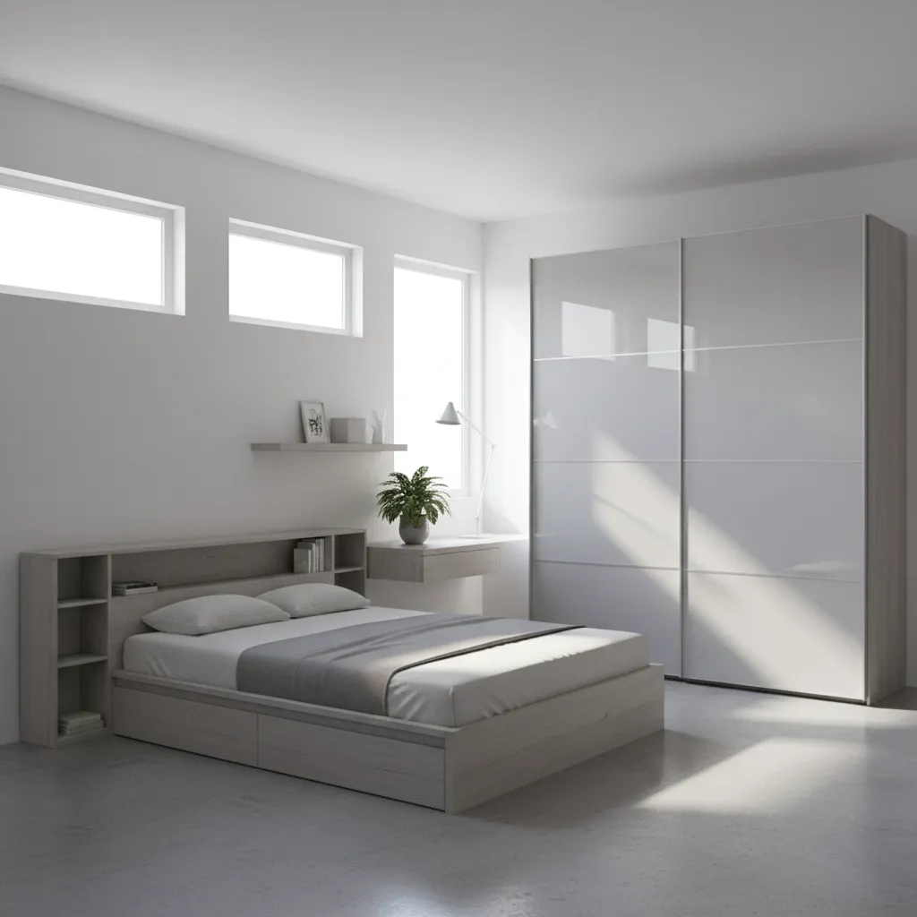 Diseño digital de una habitación con muebles colocados en vista 3D