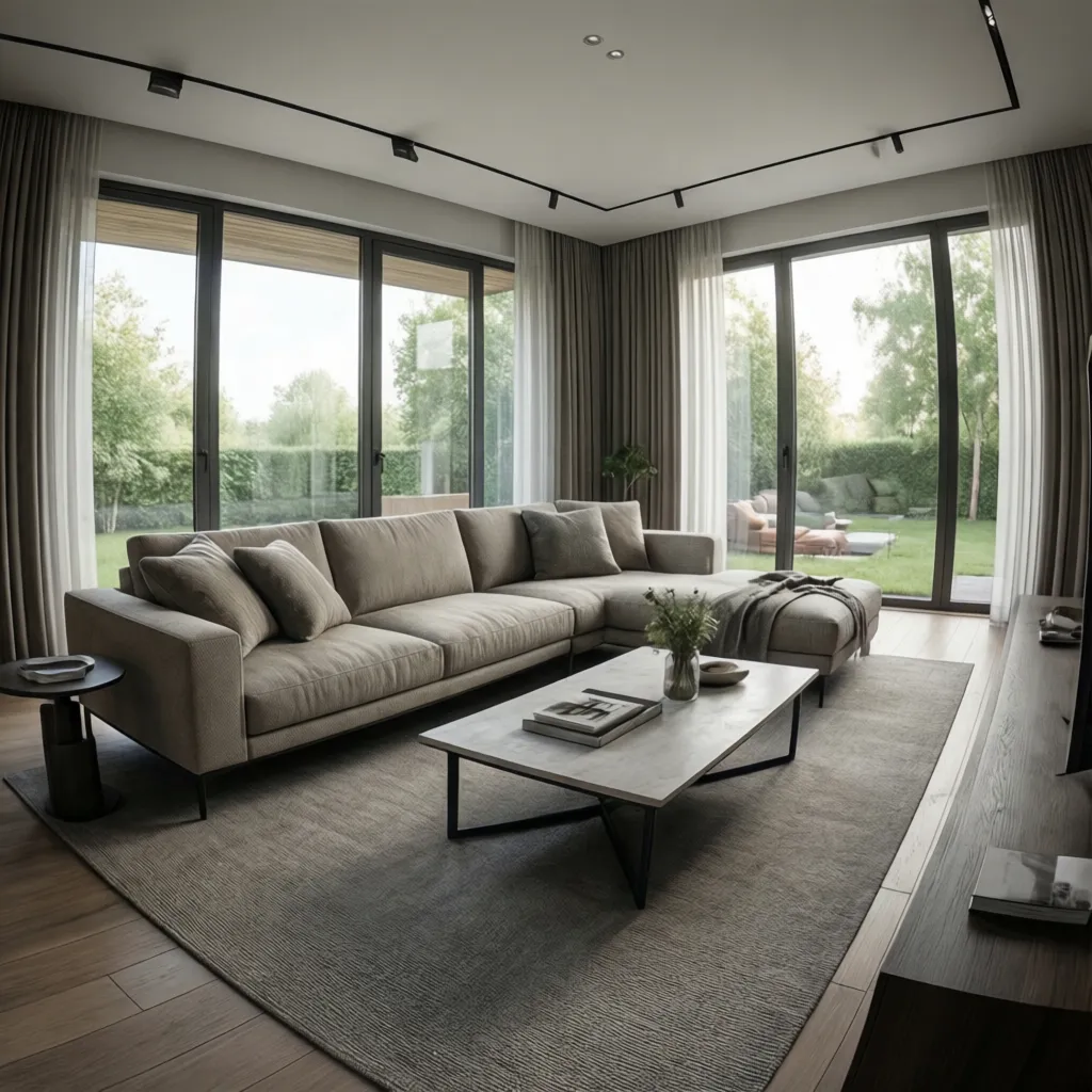 Visualización 3D de un salón generado desde un planificador de habitaciones