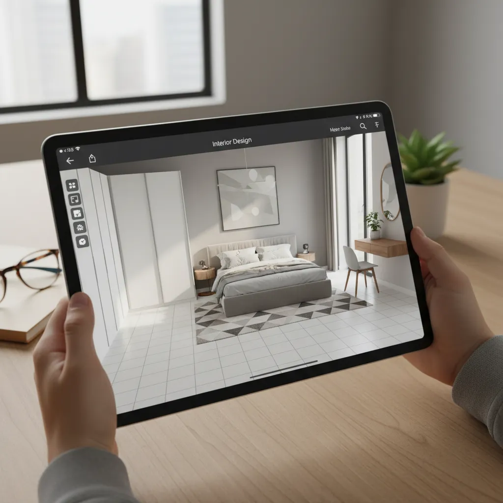 Planificador digital de habitaciones utilizado para diseñar un dormitorio