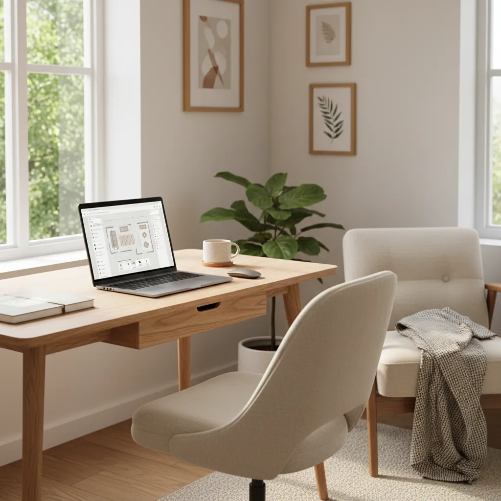 persona utilizando un planificador de habitaciones digital