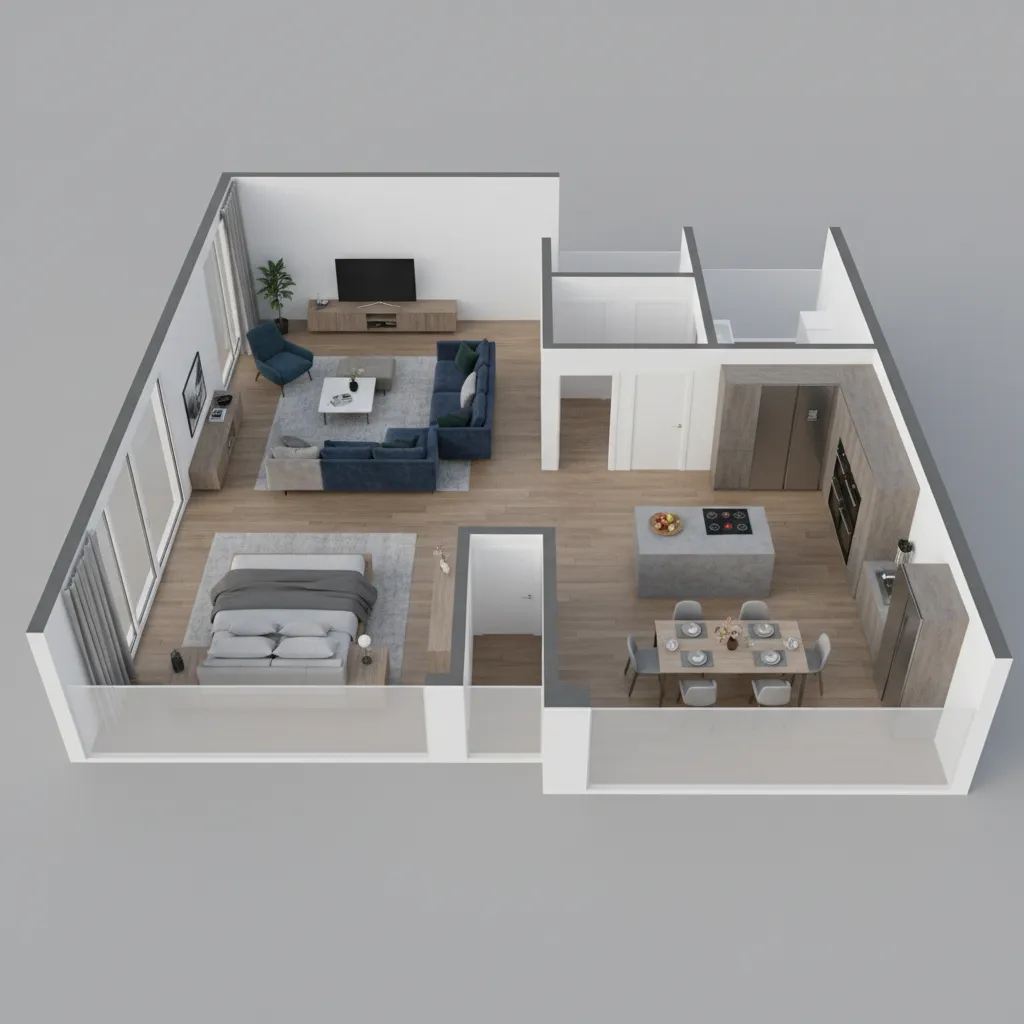 Planificador digital mostrando varias habitaciones de una vivienda
