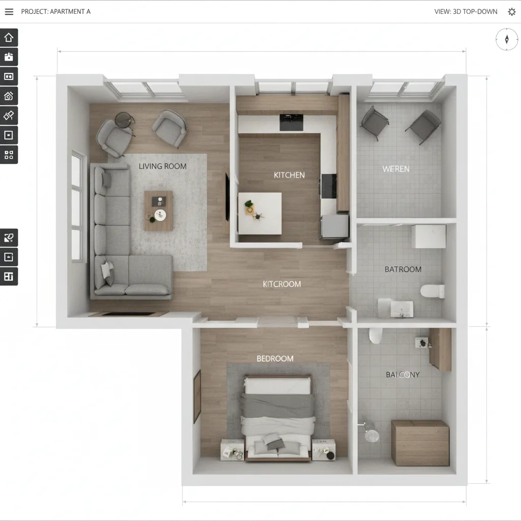 Plano de vivienda creado con planificador 3D