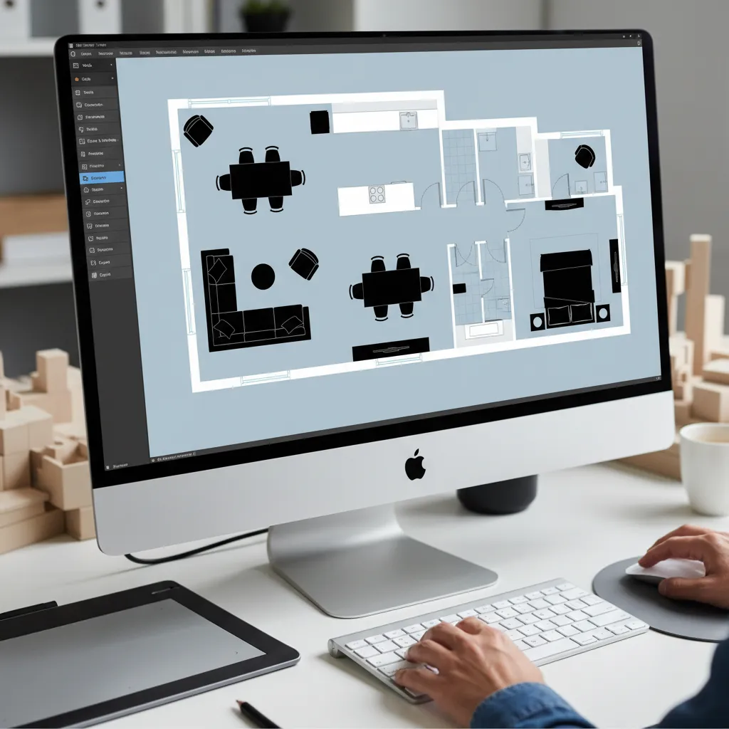 Plano digital de una casa diseñado en una herramienta interactiva