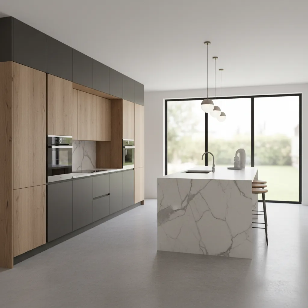 planificación digital de distribución de cocina con muebles y electrodomésticos