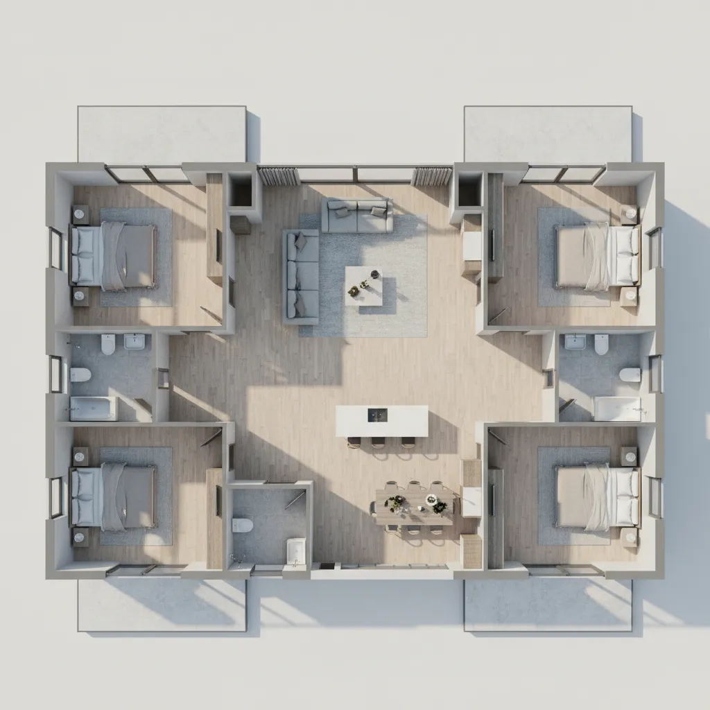 Planner 5D 1 Floor 5 Beds House Layout