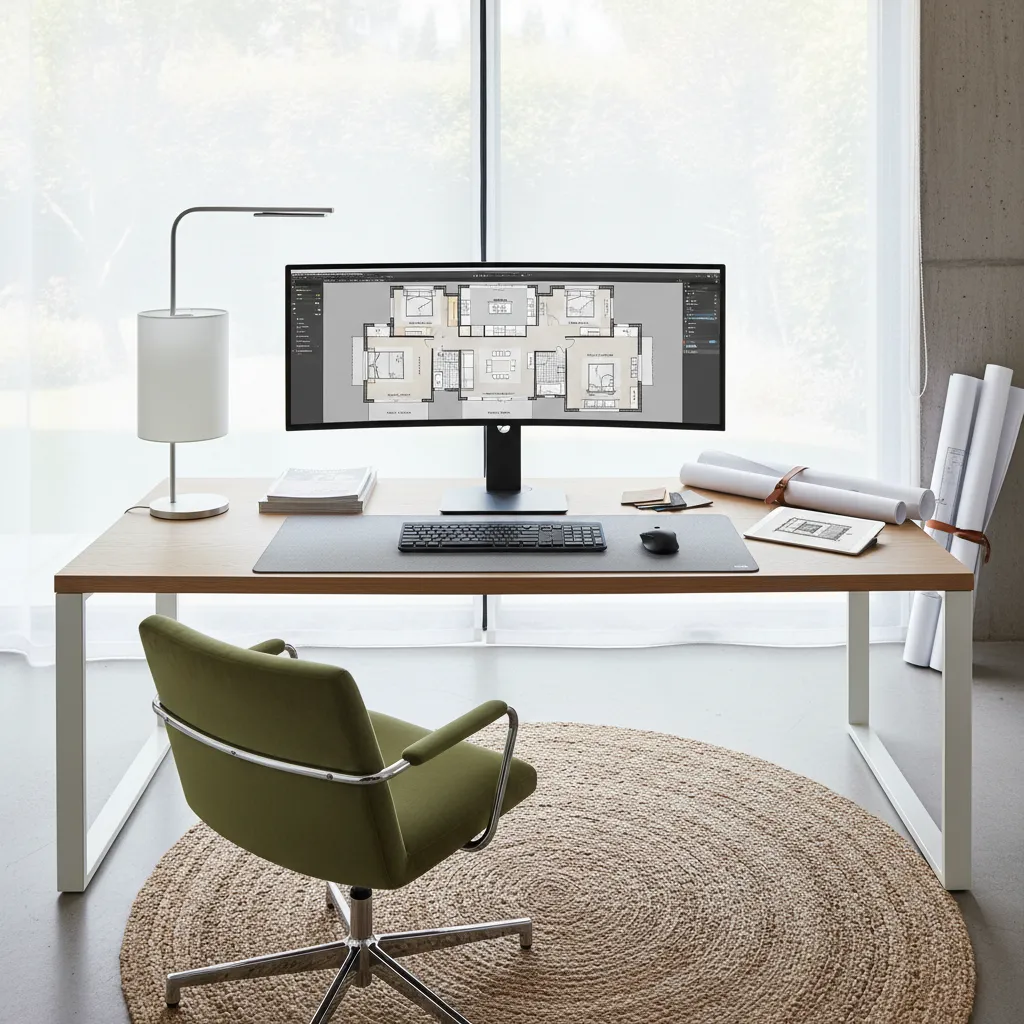 designer creating five bedroom layout in planner style interface