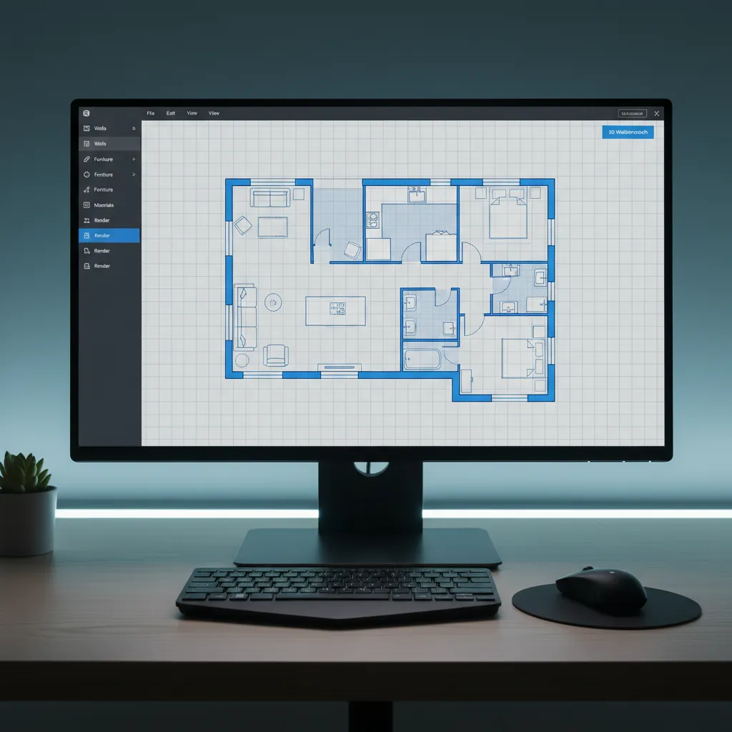 Planner 5D interface showing imported house floor plan ready for tracing