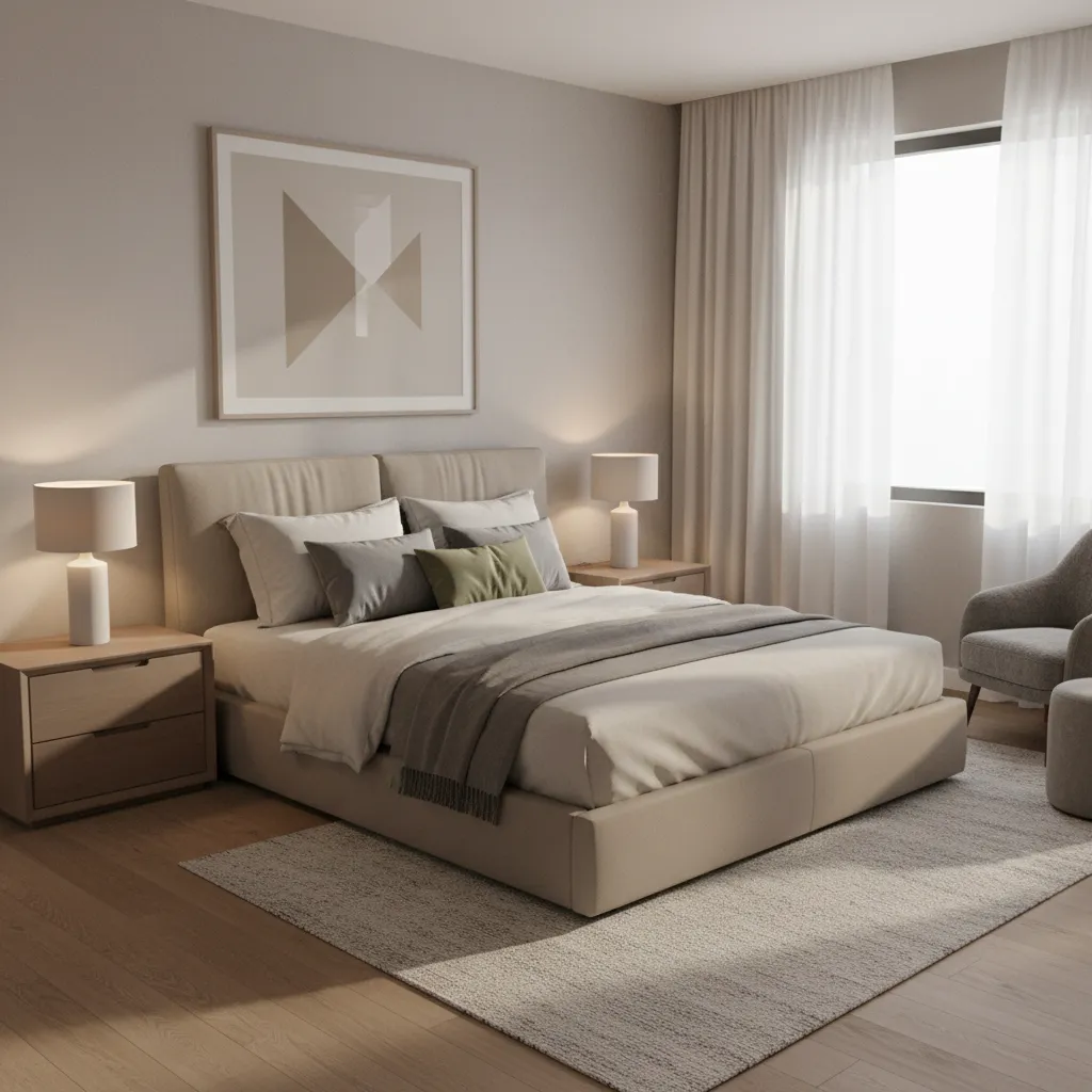 Simple 3D bedroom design created with drag and drop home design software