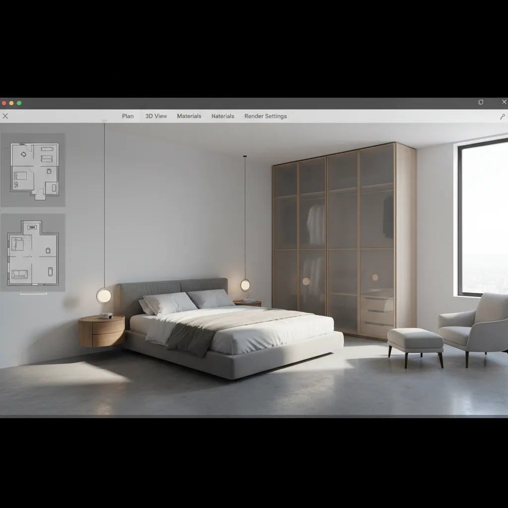 Ejemplo de diseño de habitación creado en una herramienta de planificación 3D