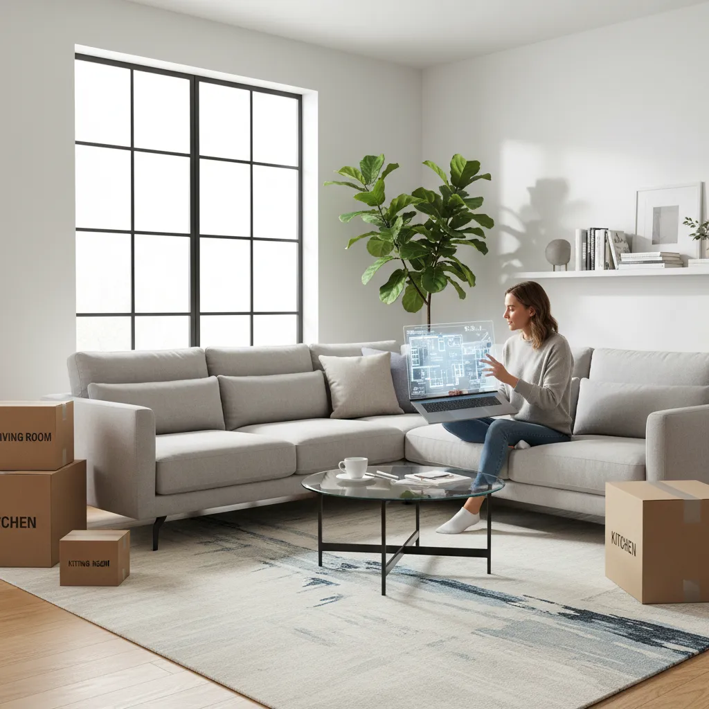 homeowner planning furniture placement using a digital room layout plan