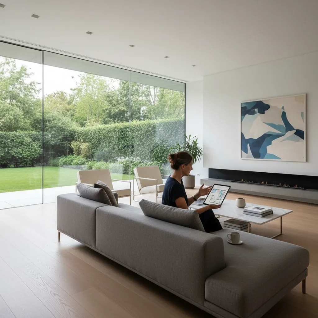 Homeowner reviewing interior floor plan while planning painting areas