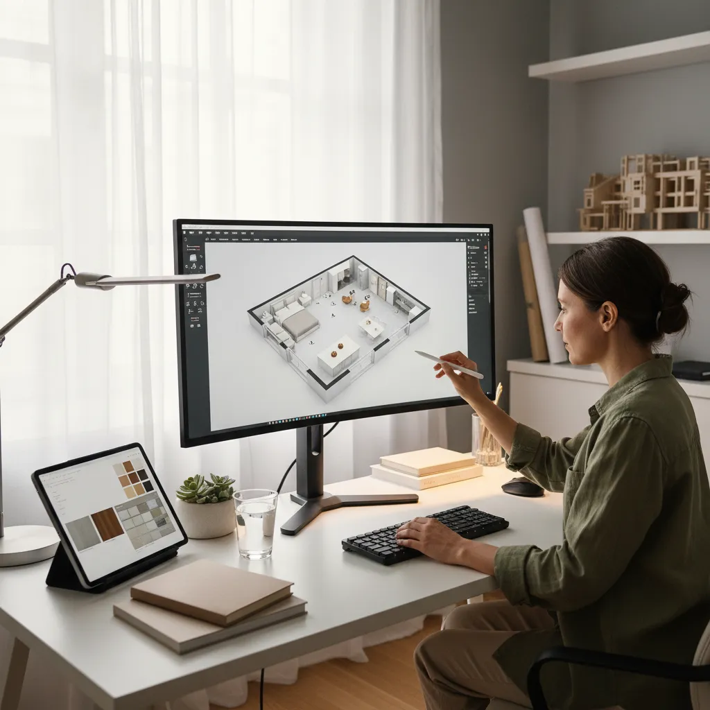 Planificación digital del diseño interior de un apartamento pequeño