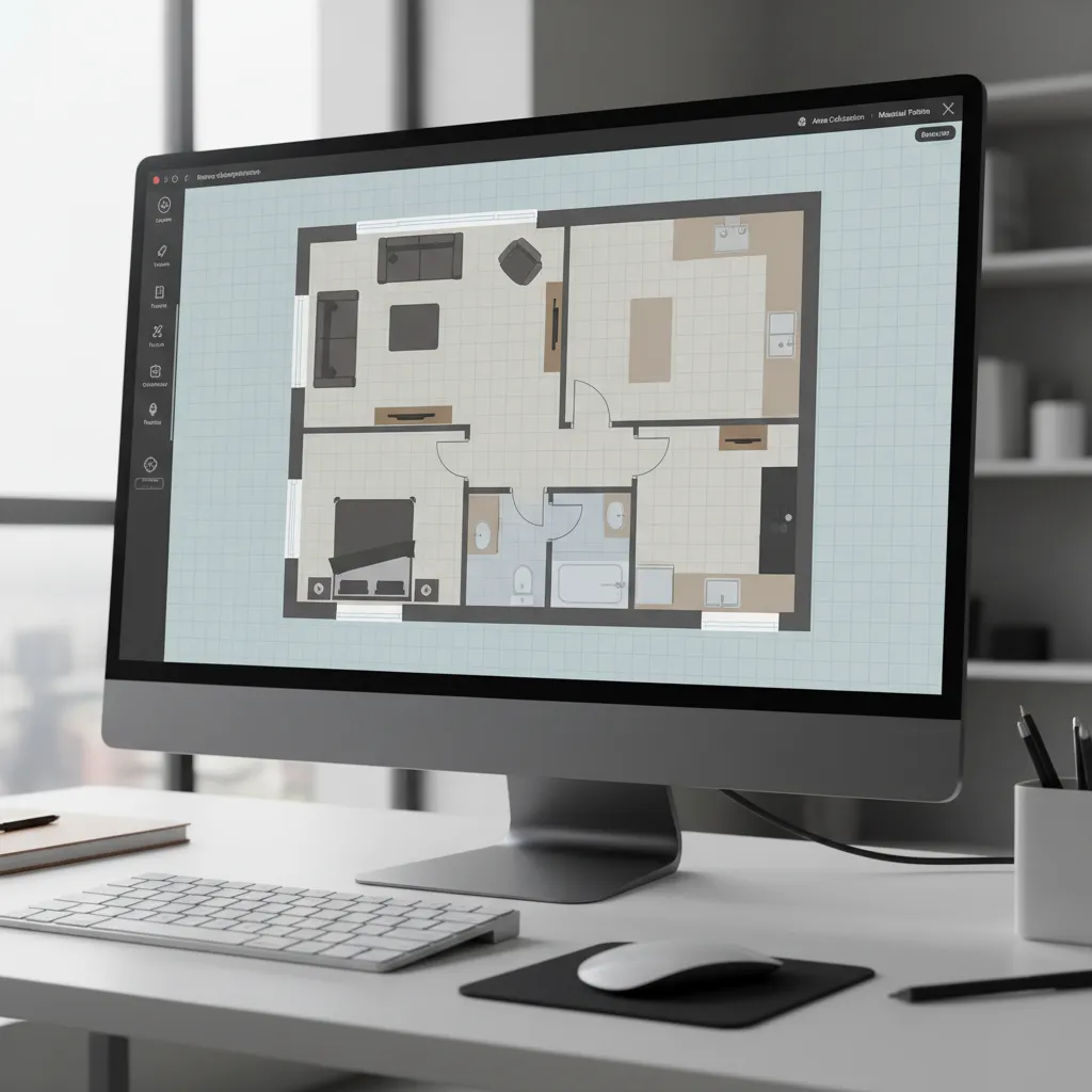 Example of a digital floor plan layout created with a simple planning tool