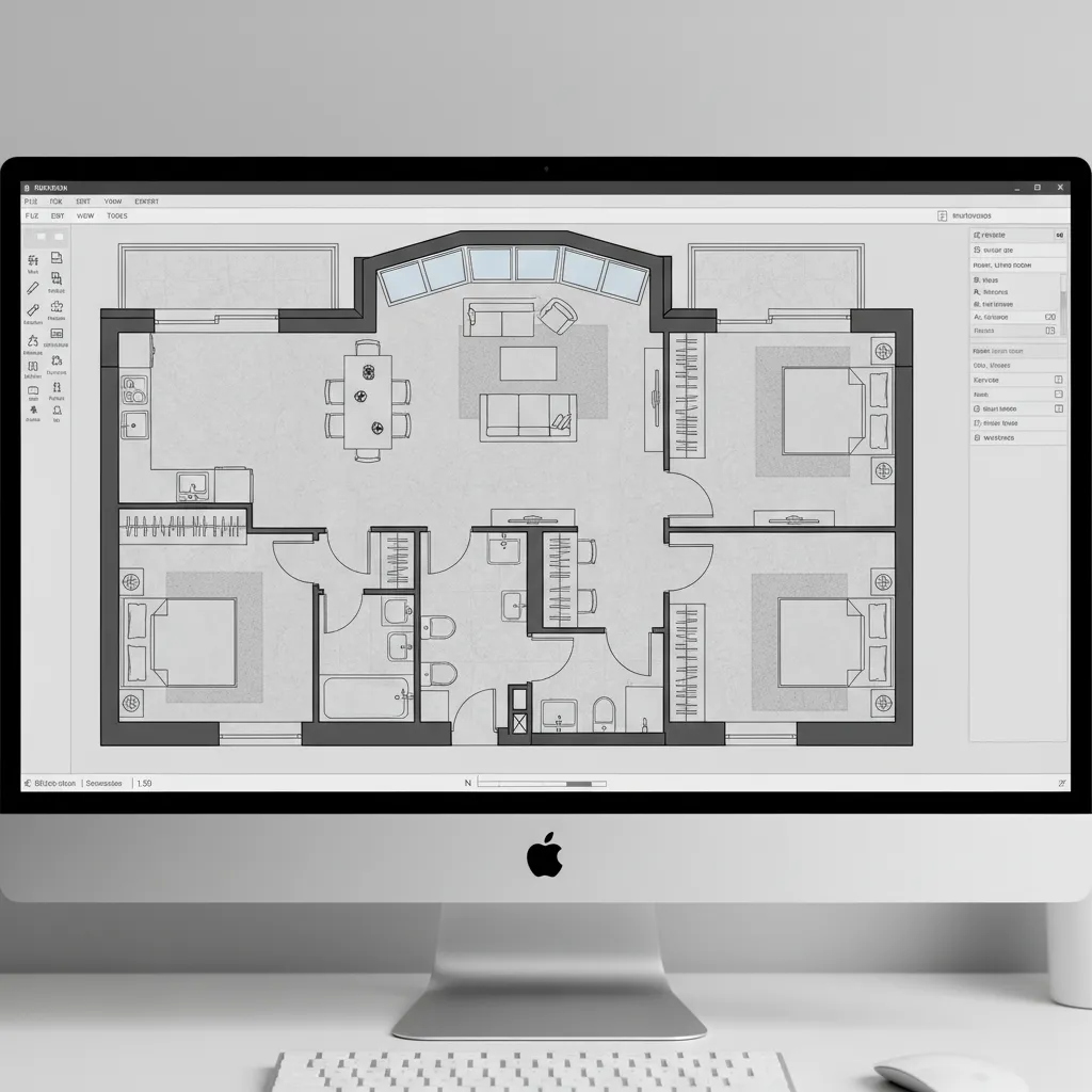 Plano de una casa en vista 2D dentro de un programa de diseño