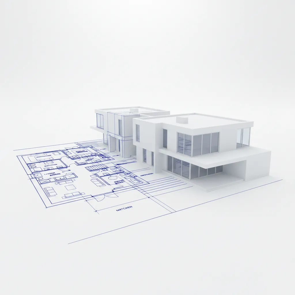 Plano de casa transformándose en modelo 3D