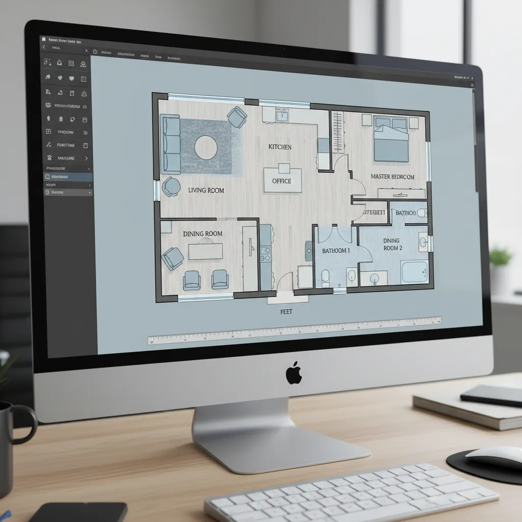 Plano digital de una vivienda diseñado en una aplicación online