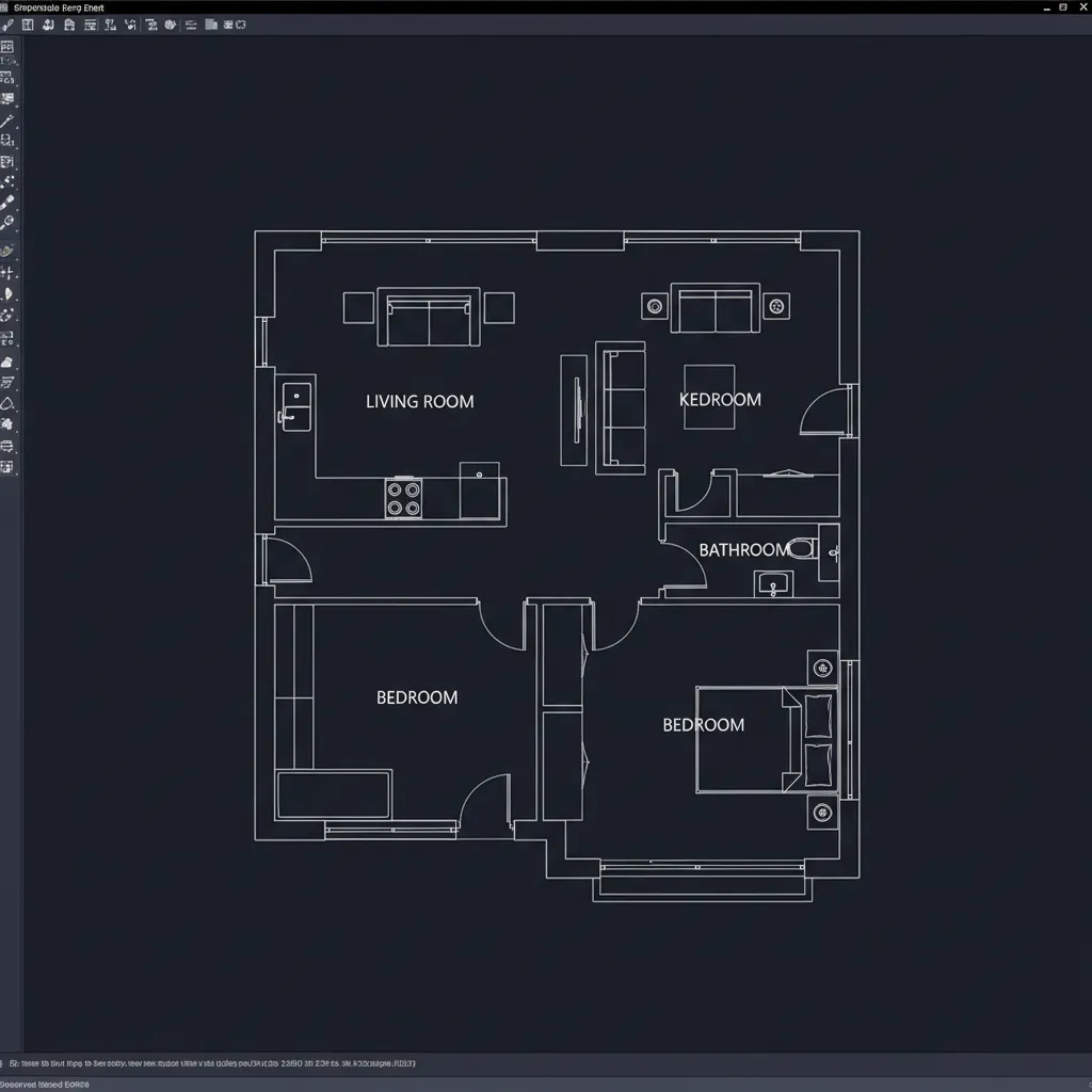 Plano técnico de una vivienda con habitaciones y medidas visibles
