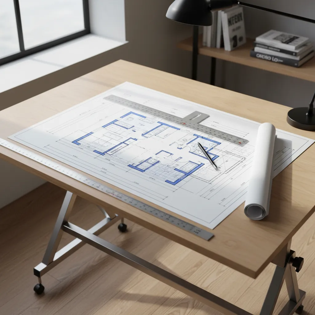 Diseño de un plano de una casa con escala