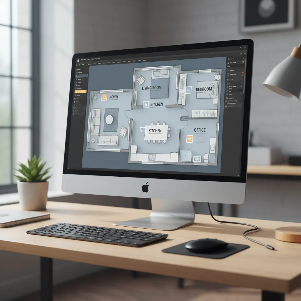 Plano digital de una vivienda con distribución de habitaciones