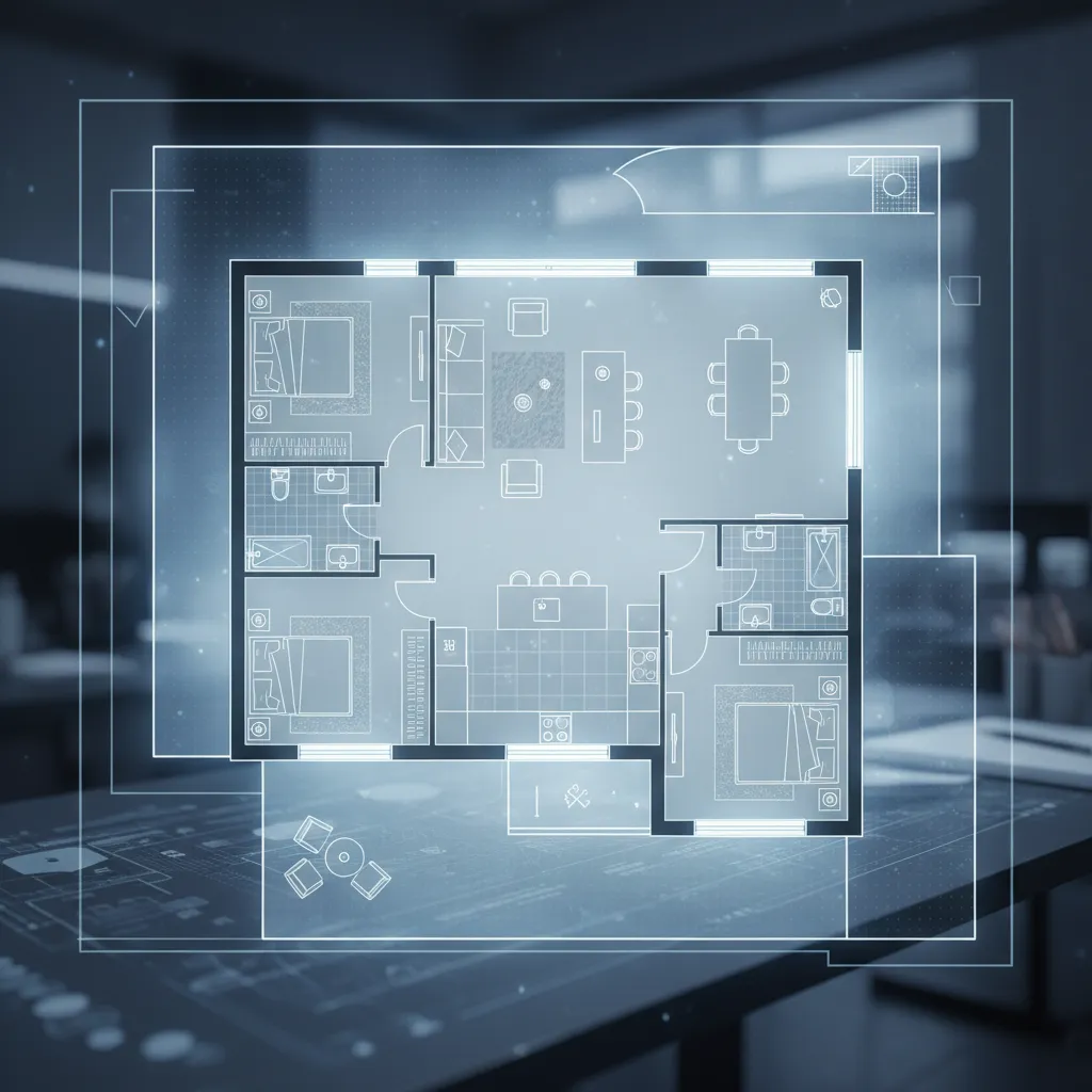 plano digital de una casa con distribución generada por inteligencia artificial