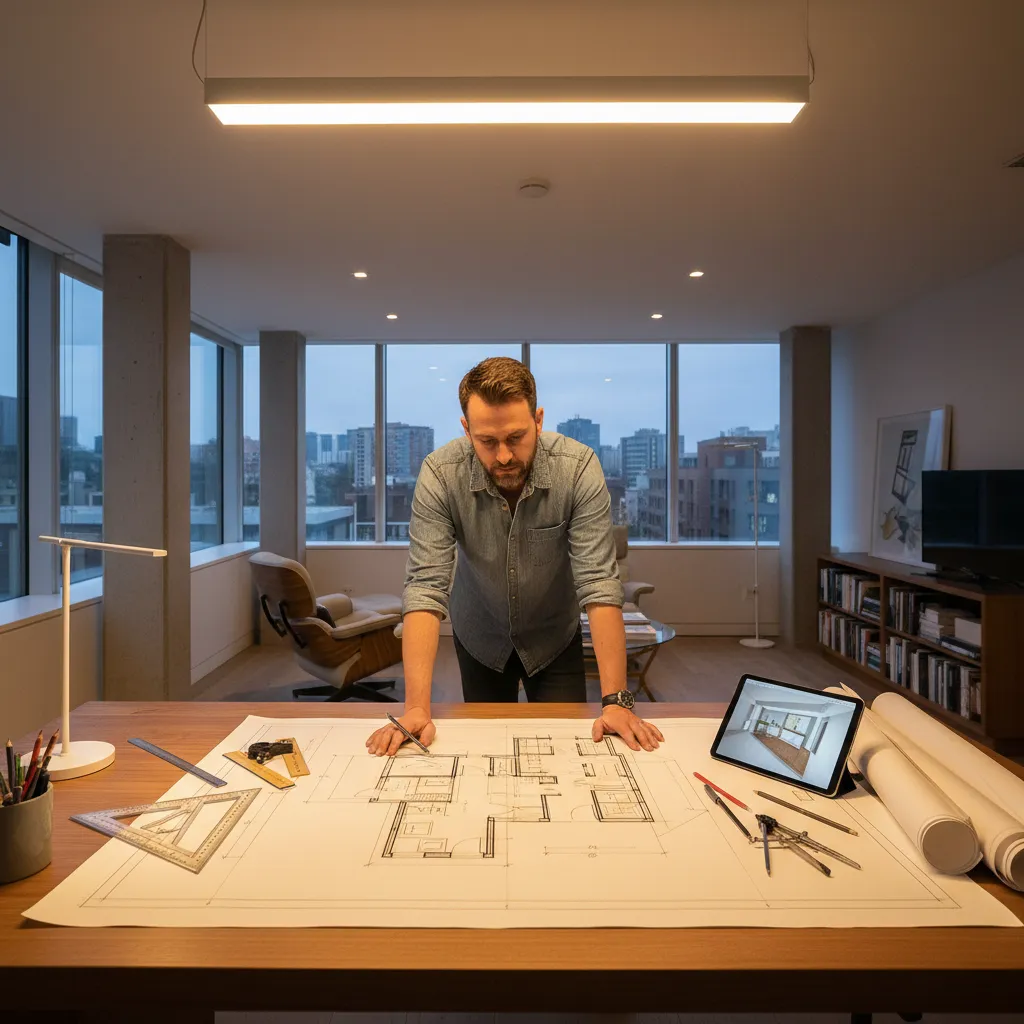 Plano arquitectónico de distribución para una casa de madera