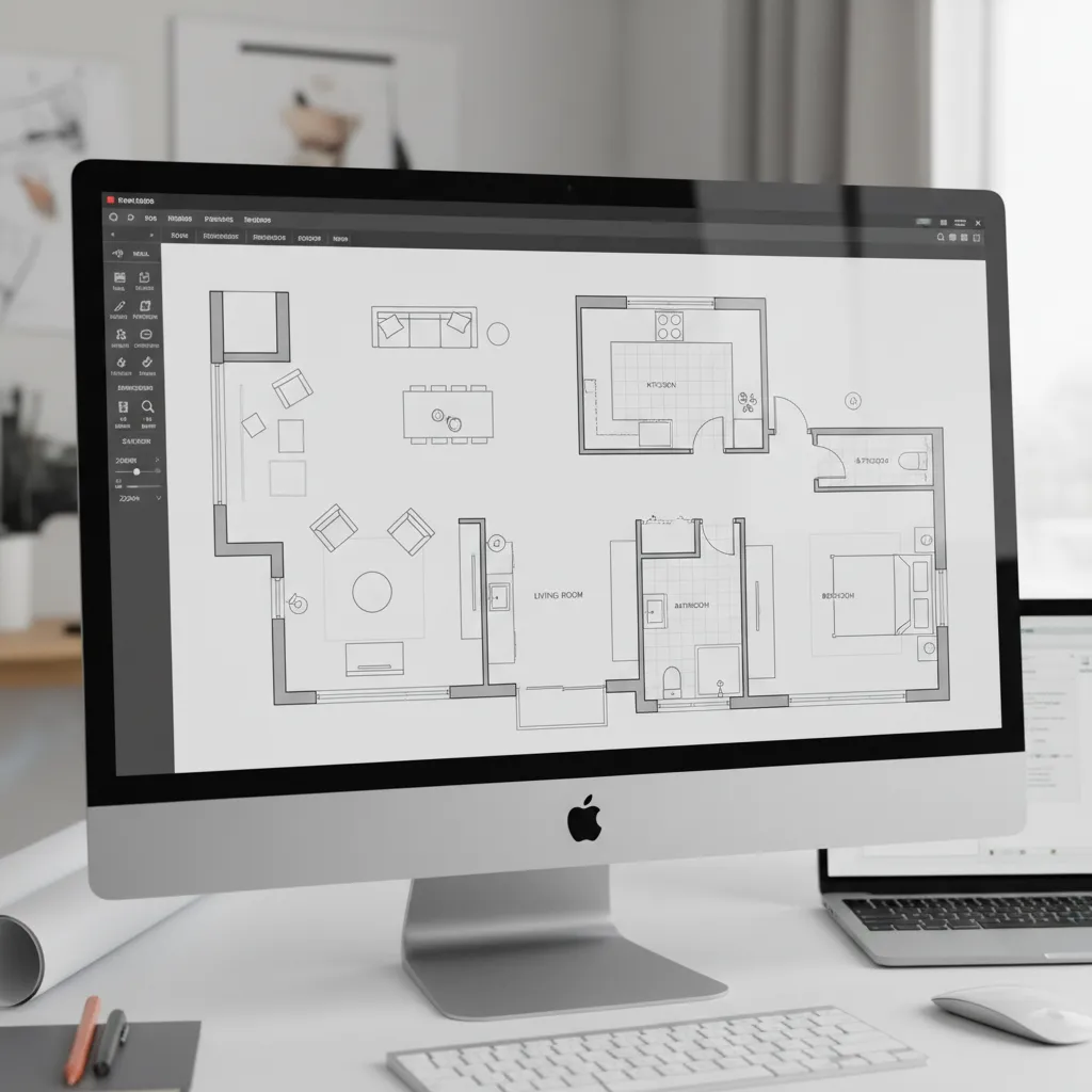 Plano digital de una casa creado en software de diseño interior
