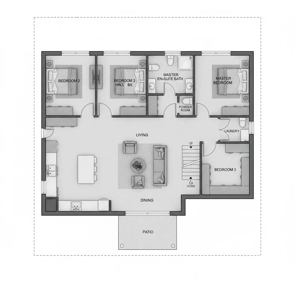 Plano de casa de dos pisos para terreno pequeño