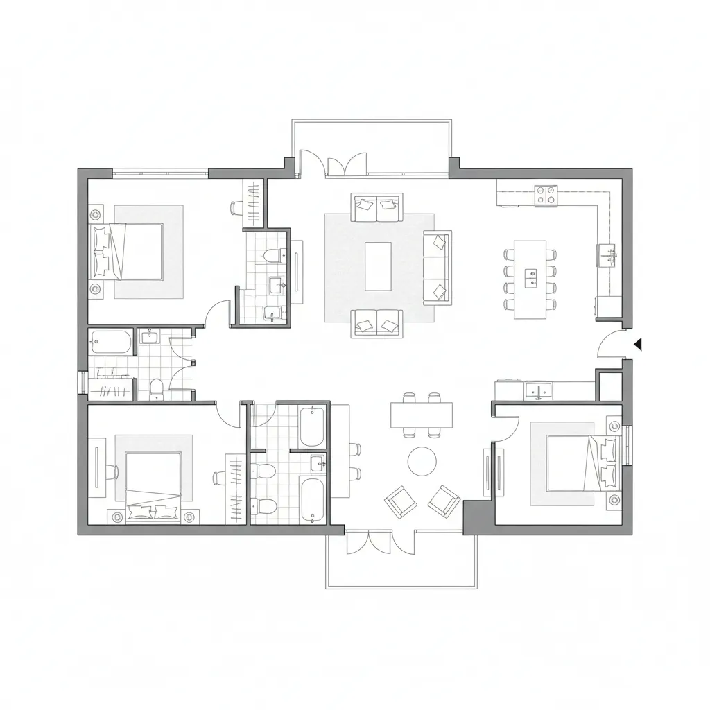 plano arquitectónico de una casa visto desde arriba