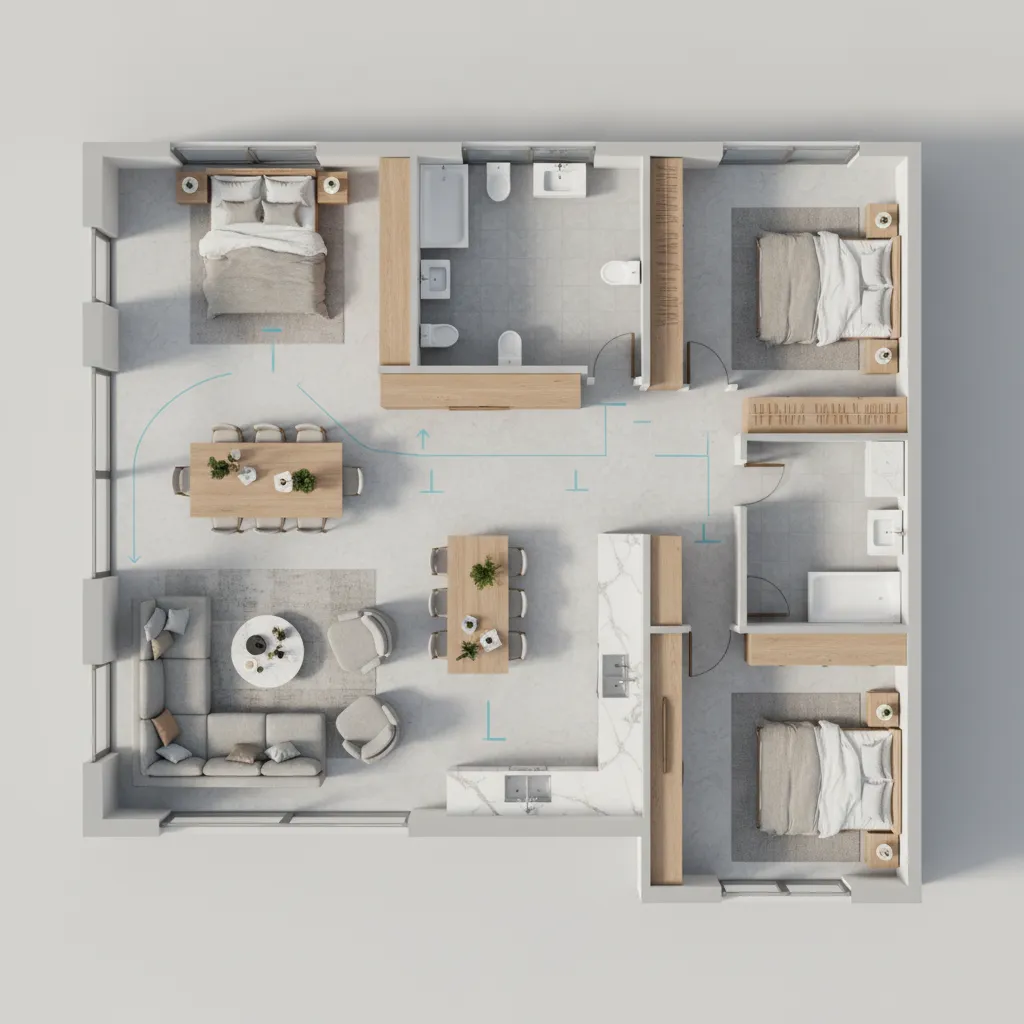 Plano de circulación en diseño de interiores: guía práctica