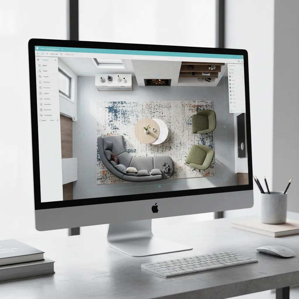 Plano digital de una sala de estar creado con software de diseño interior