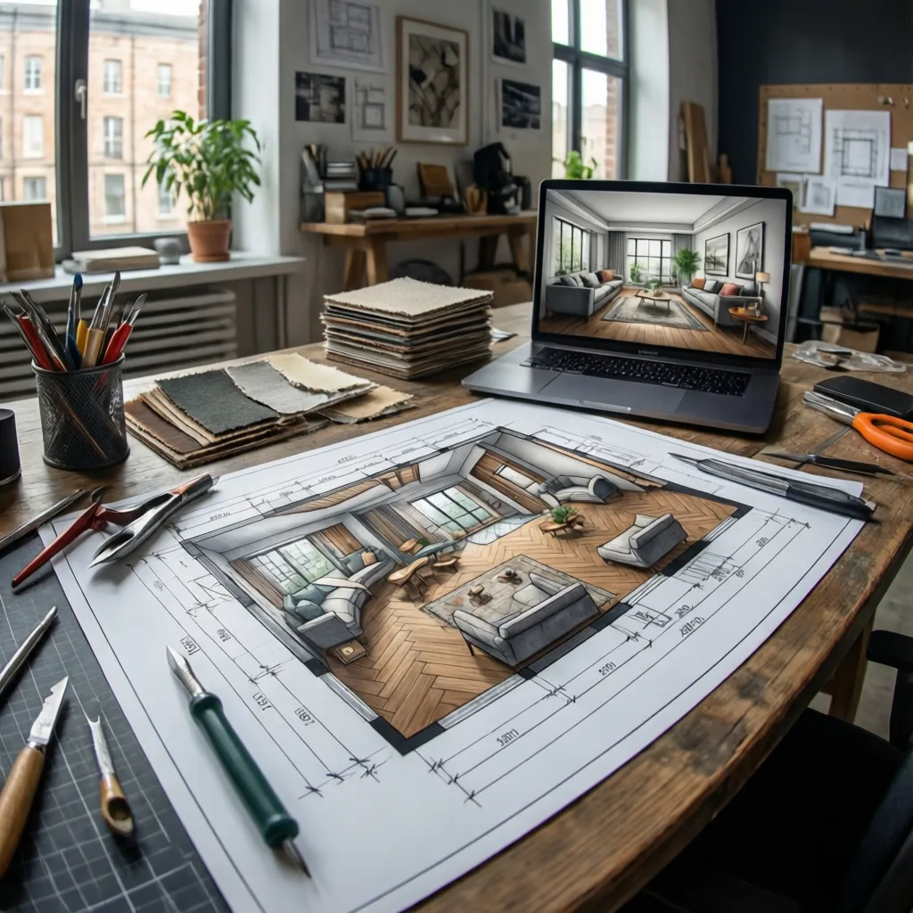 Plano de distribución de apartamento con medidas y zonas funcionales