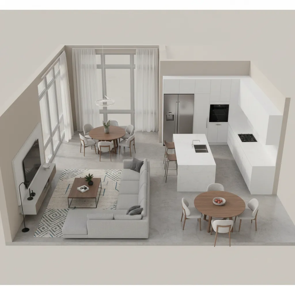 Visualización 3D de la distribución de un apartamento
