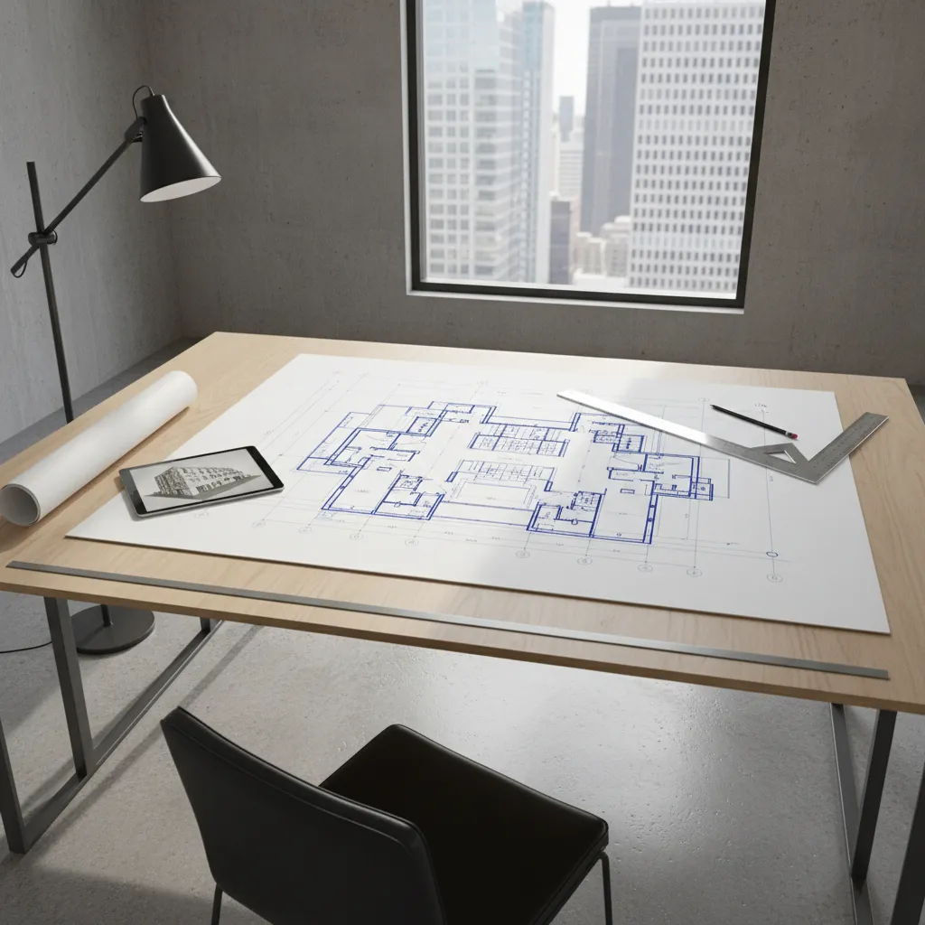 Plano de distribución arquitectónica de una vivienda moderna