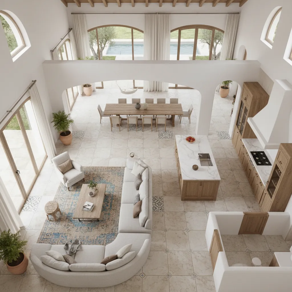 Plano 3D de distribución de vivienda moderna
