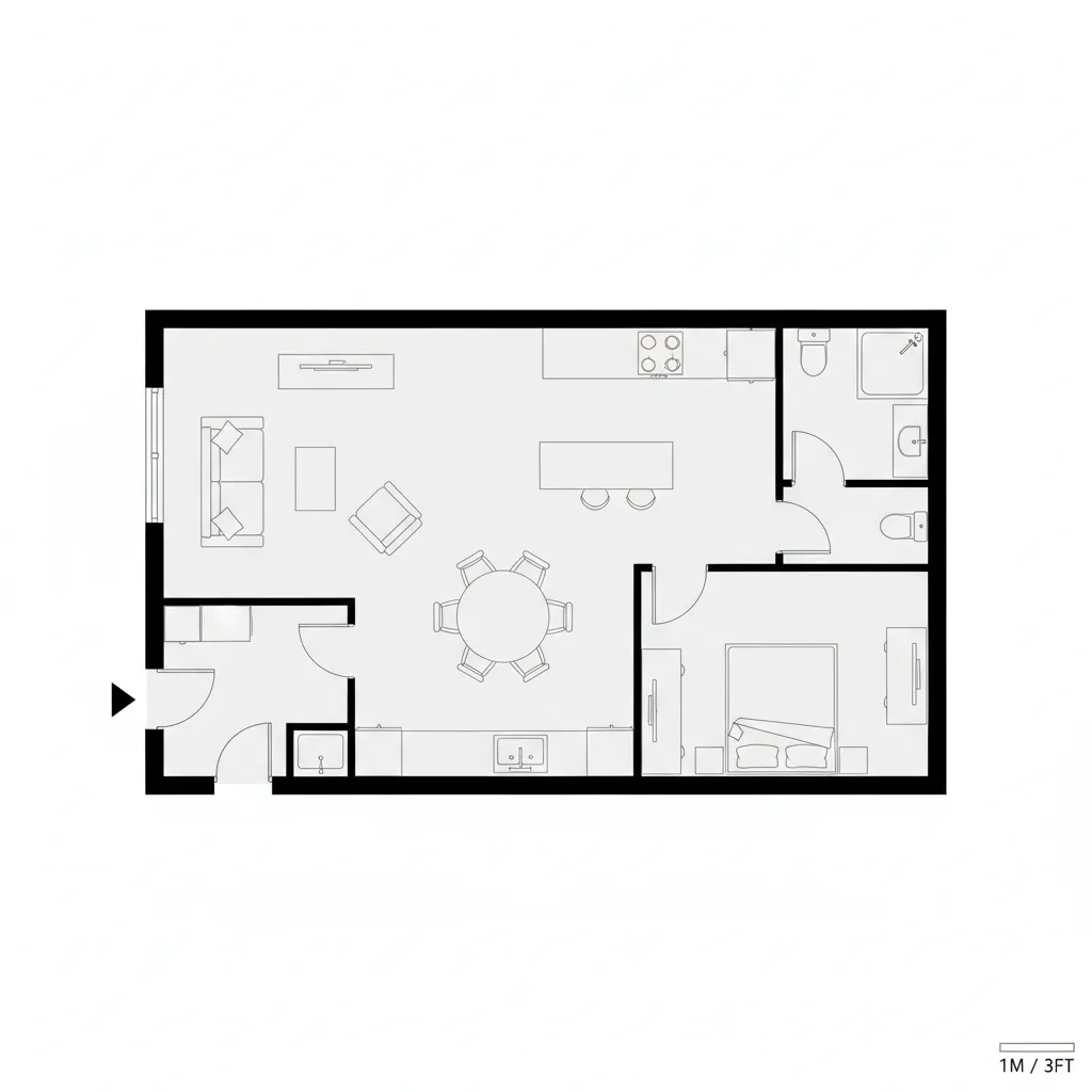 Plano simple de distribución para casa pequeña