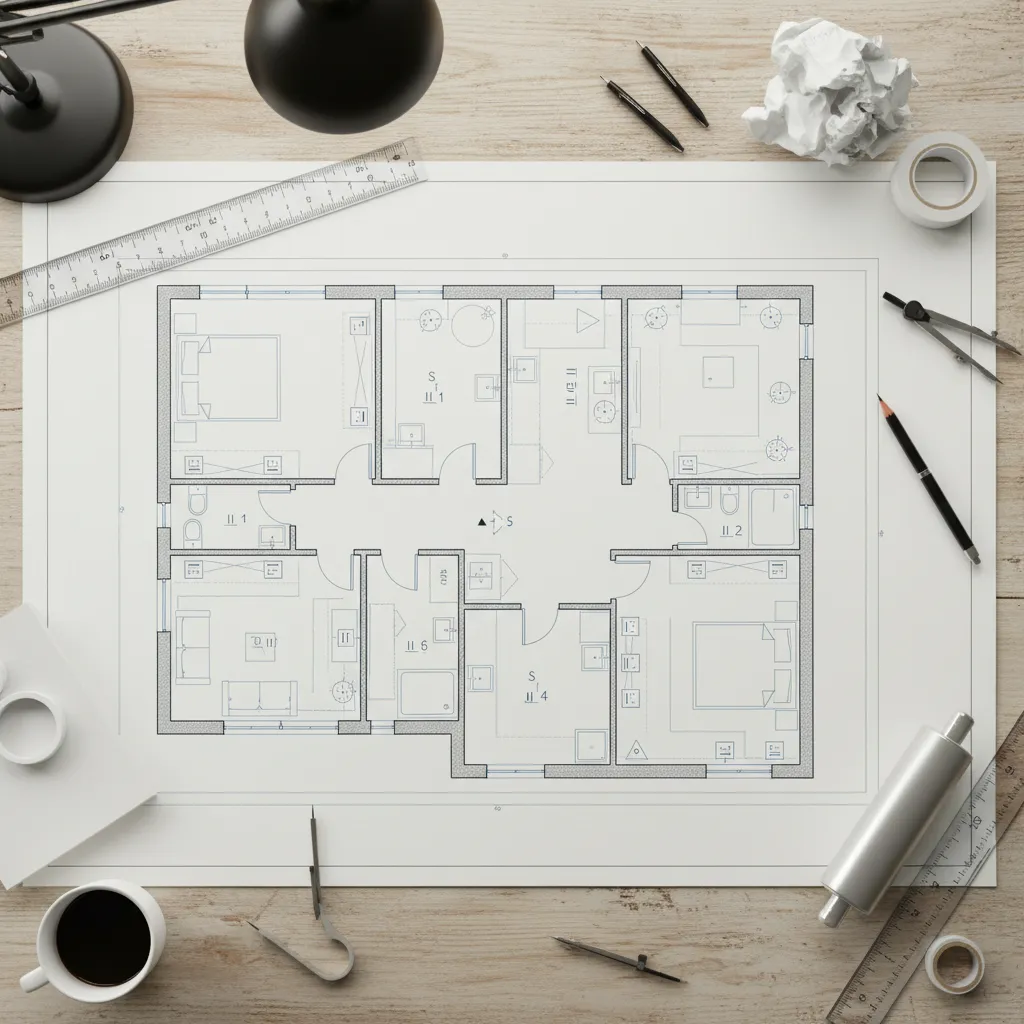 Plano eléctrico de una vivienda en proyecto de interiorismo