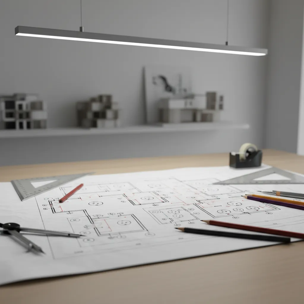 Plano técnico de instalación eléctrica residencial con símbolos de enchufes e interruptores