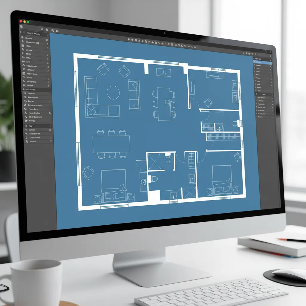 Plano de planta de vivienda diseñado en software CAD