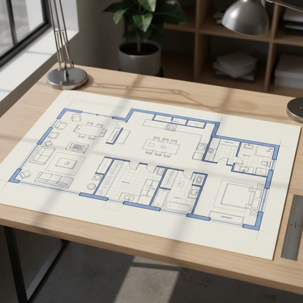 Plano de distribución interior de una vivienda con habitaciones etiquetadas