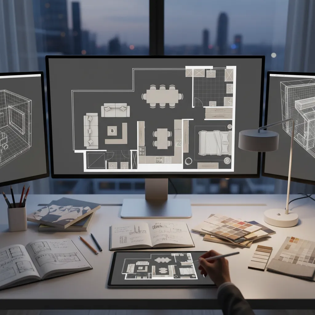 Plano digital de una vivienda mostrando distribución de muebles