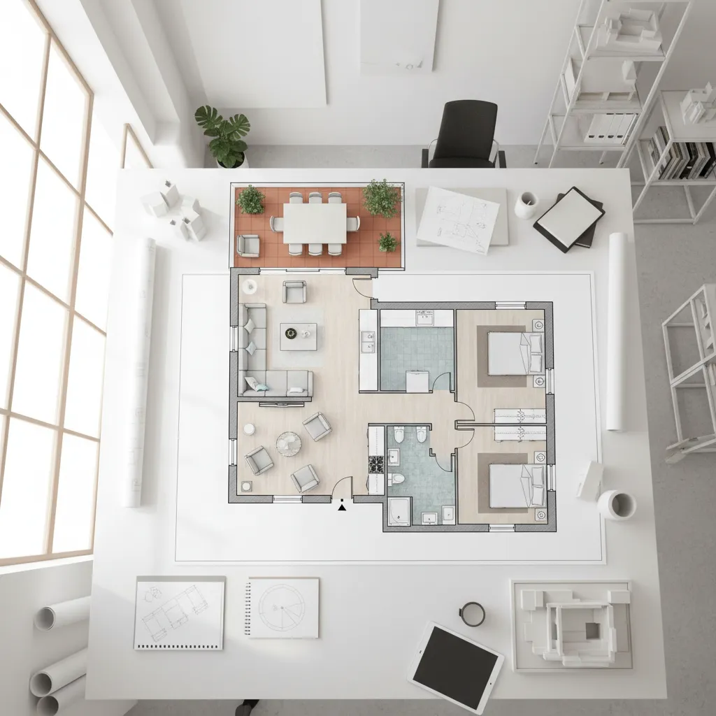 Plano de distribución optimizado para una casita pequeña