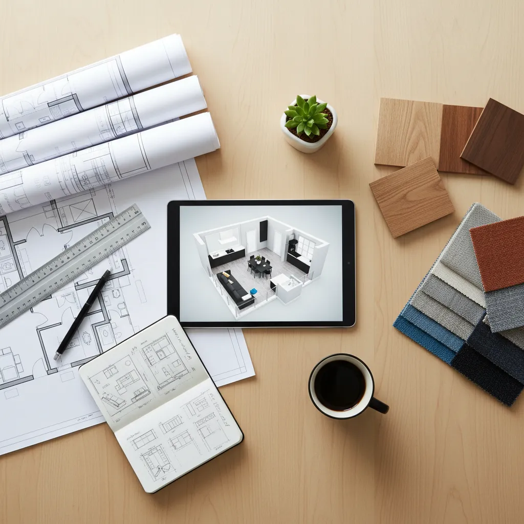 Plano de distribución de un apartamento con herramientas de diseño