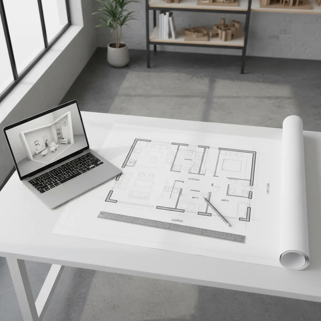 Plano de distribución de un apartamento con herramientas de diseño