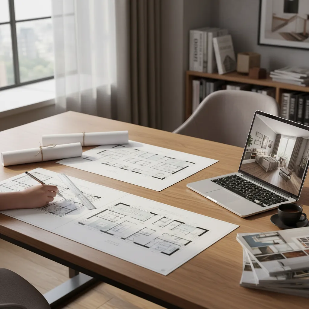 Plano de distribución de un apartamento con diferentes opciones de layout