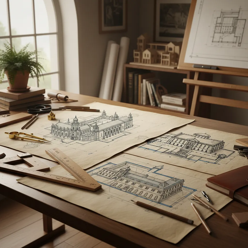 Planos arquitectónicos históricos de distribución interior